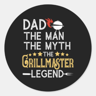 Funny Bbq Grill Dad The Man The Myth The Legend Fa Classic Round Sticker