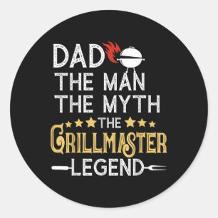 Funny Bbq Grill Dad The Man The Myth The Legend Fa Classic Round Sticker