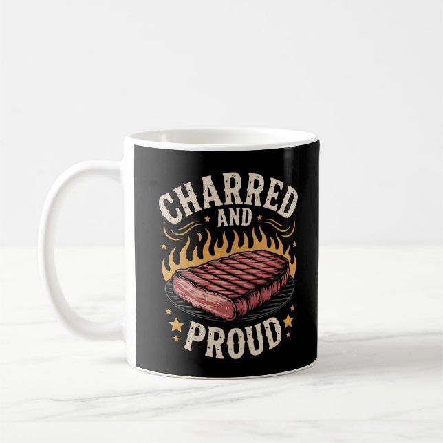Funny BBQ Grill Master Charred Proud Coffee Mug (Left)
