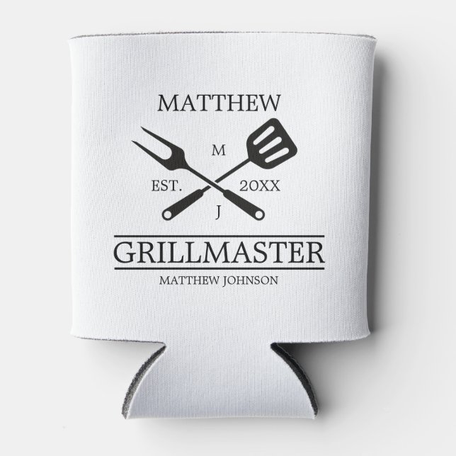 Funny BBQ Grill Master Personalised Barbecue Best  Can Cooler (Front)