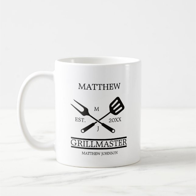 Funny BBQ Grill Master Personalised Barbecue Best  Coffee Mug (Left)