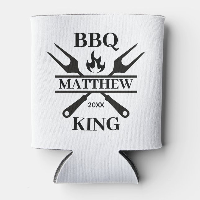 Funny BBQ Grill Master Personalised Barbecue King  Can Cooler (Front)