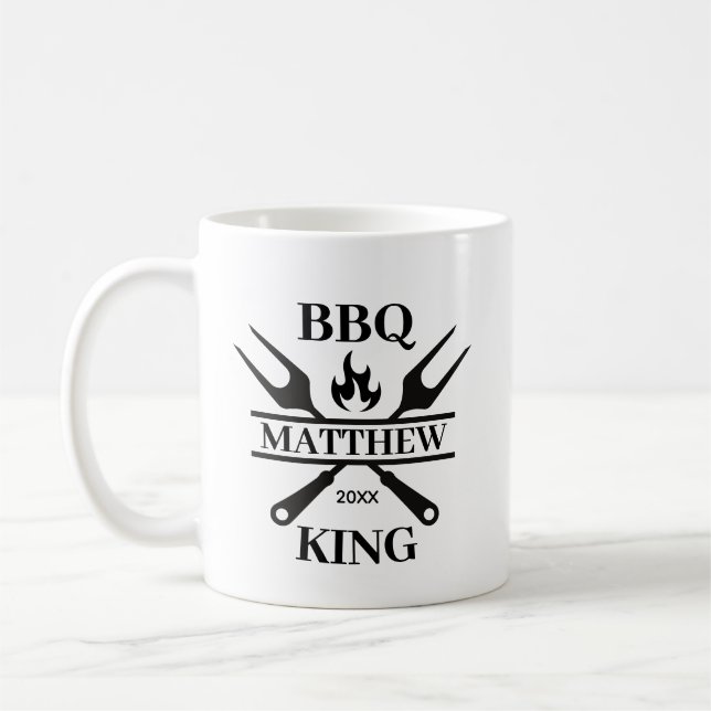 Funny BBQ Grill Master Personalised Barbecue King  Coffee Mug (Left)