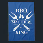 Funny BBQ Grill Master Personalised Barbecue King  Tea Towel<br><div class="desc">Funny BBQ Grill Master Personalised Barbecue Best</div>