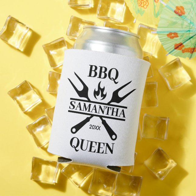 Funny BBQ Grill Master Personalised Barbecue Queen Can Cooler (In Situ Summer)