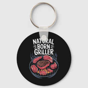 Funny Bbq Grill Natural Born Griller Key Ring