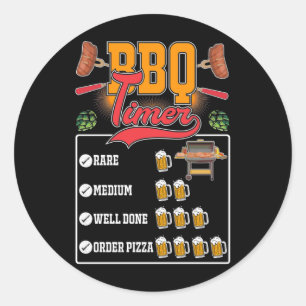 Funny BBQ Griller Meat Lover Barbecue Grilling Classic Round Sticker