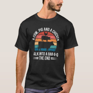Funny BBQ Grilling Cow Pig And Chicken Meat T-Shirt