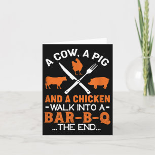 Funny Bbq Grilling Design A Cow A Pig And A Chicke Card