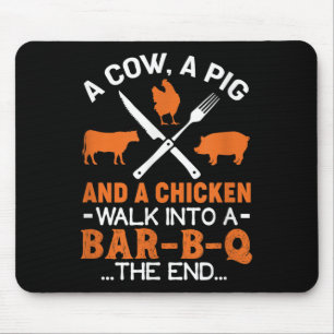 Funny Bbq Grilling Design A Cow A Pig And A Chicke Mouse Pad