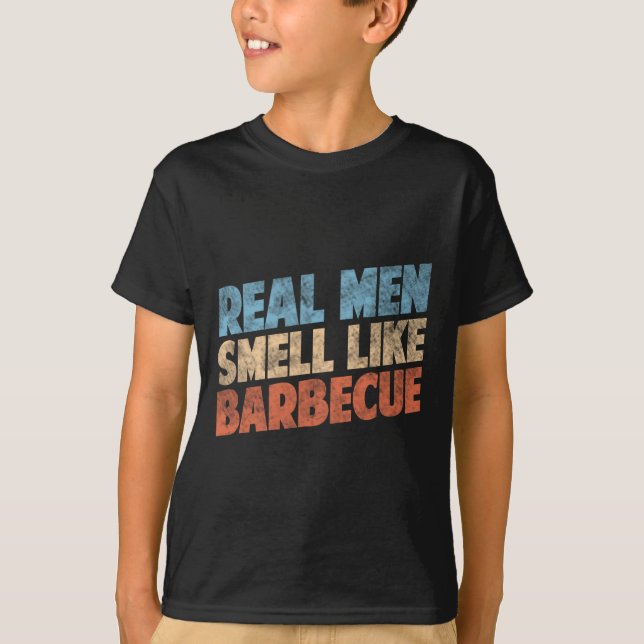 Funny Bbq Grilling Lovers Real Men Smell Like Rbec T-Shirt (Front)