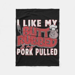 Funny Bbq Grilling Quote Pig Pulled Pork Men Women Fleece Blanket
