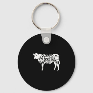 Funny bbq grilling shirts for men cow meat cuts key ring
