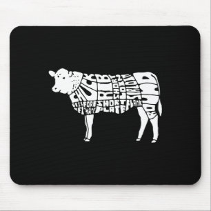 Funny bbq grilling shirts for men cow meat cuts mouse pad