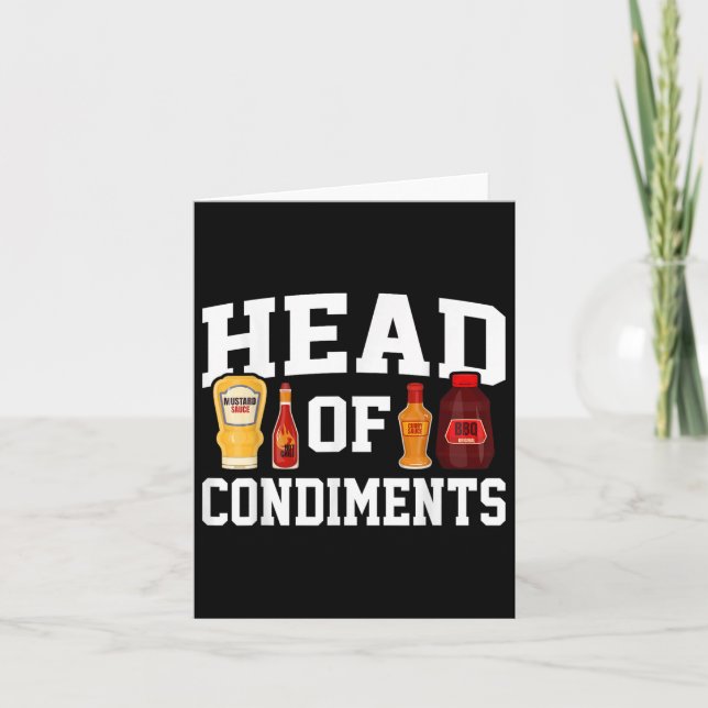 Funny Bbq Head Of Condiments Barbecue Gifts Grilli Card (Front)