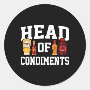 Funny Bbq Head Of Condiments Rbecue Gifts Grilling Classic Round Sticker