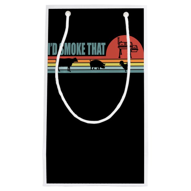 Funny BBQ Id Smoke That Barbeque Retro Small Gift Bag (Front)