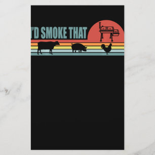 Funny BBQ Id Smoke That Barbeque Retro Stationery