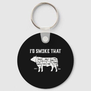 Funny Bbq Id Smoke That Cow Premium Key Ring