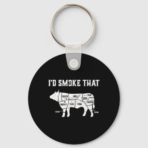 Funny Bbq I'd Smoke That Cow Premium Key Ring