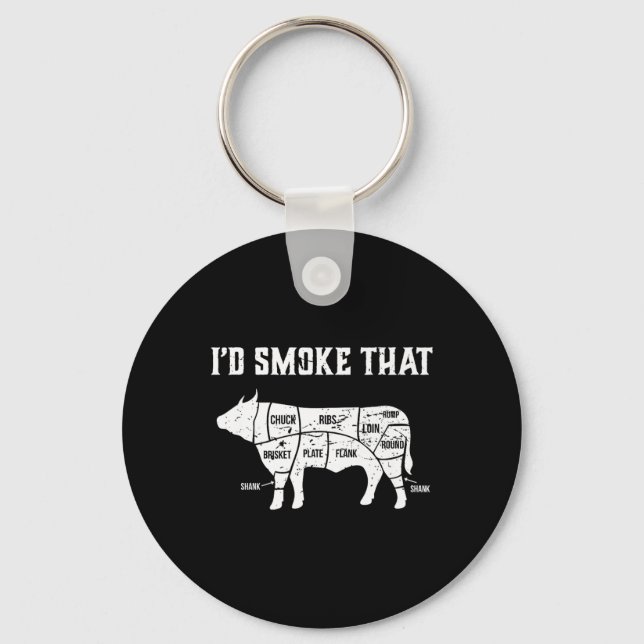 Funny Bbq I'd Smoke That Cow Premium  Key Ring (Front)