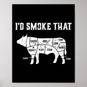 Funny Bbq I'd Smoke That Cow Premium  Poster