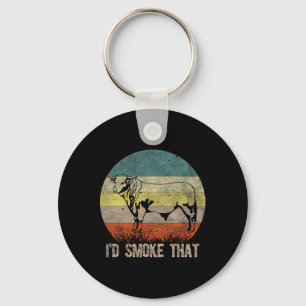 Funny Bbq I'd Smoke That Vintage Style Design With Key Ring