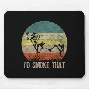 Funny Bbq I'd Smoke That Vintage Style Design With Mouse Pad