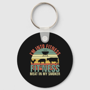 Funny Bbq I'm Into Fitness Fit'ness Meat In My Smo Key Ring