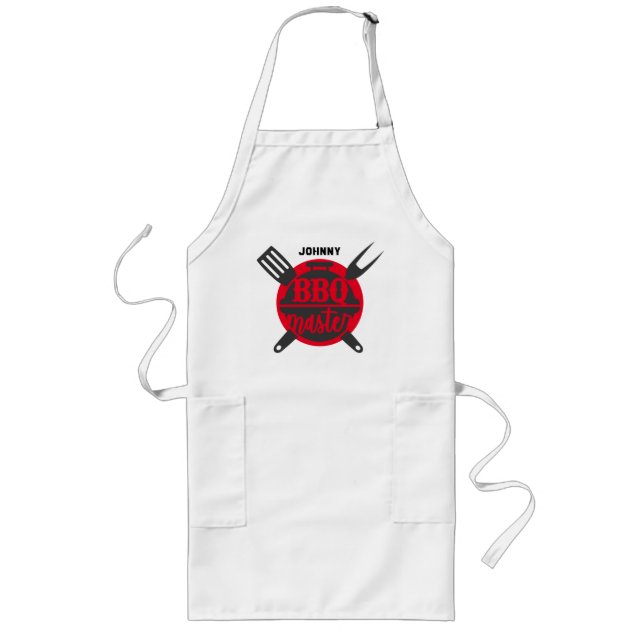 Funny BBQ Master Backyard Chef Personalize Long Apron (Front)