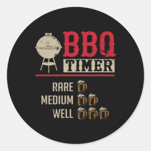 Funny Bbq Meat Cooking Timer Beer Grill Chef Rbecu Classic Round Sticker