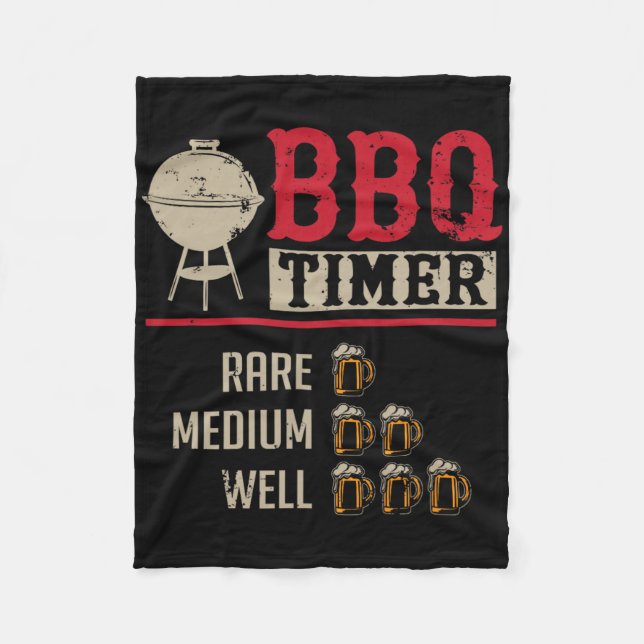 Funny Bbq Meat Cooking Timer Beer Grill Chef Rbecu Fleece Blanket (Front)