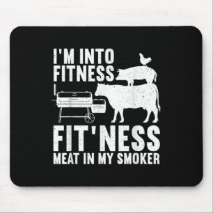 Funny Bbq Meat Smoking Art For Men Women Barbeque Mouse Pad