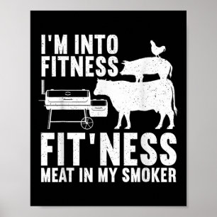 Funny Bbq Meat Smoking Art For Men Women Barbeque Poster