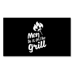 Funny BBQ Men Do It On The Grill Smoker Magnetic Business Card