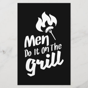 Funny BBQ Men Do It On The Grill Smoker Stationery