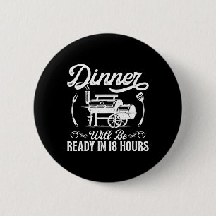 Funny Bbq Men Smoking Meat Smoker Grilling Rbecue 6 Cm Round Badge