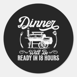 Funny Bbq Men Smoking Meat Smoker Grilling Rbecue Classic Round Sticker