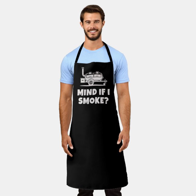 Funny BBQ Mind If I Smoke Apron (Worn)