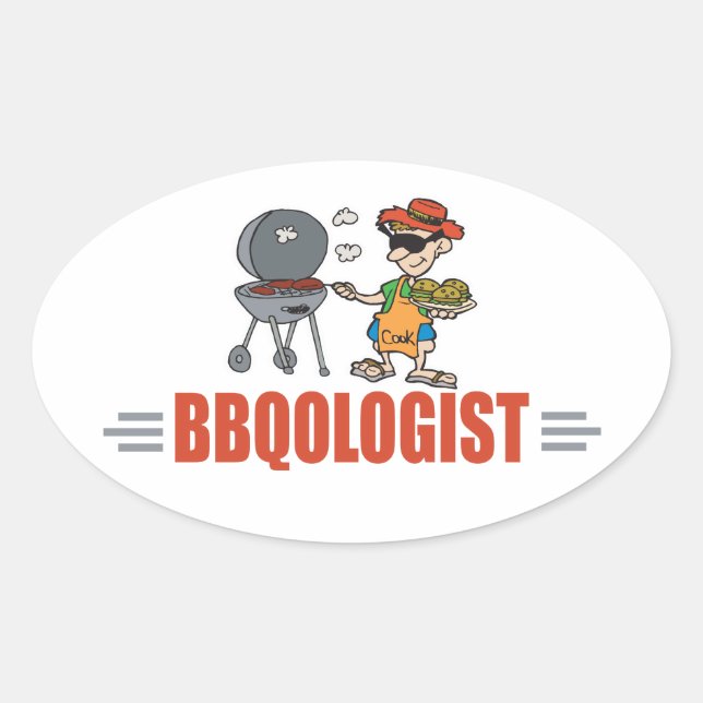 Funny BBQ Oval Sticker (Front)