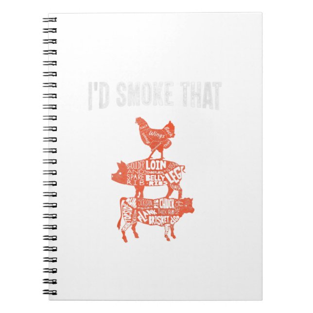 Funny Bbq Party Smoker Chef Costume I'd Smoke That Notebook (Front)