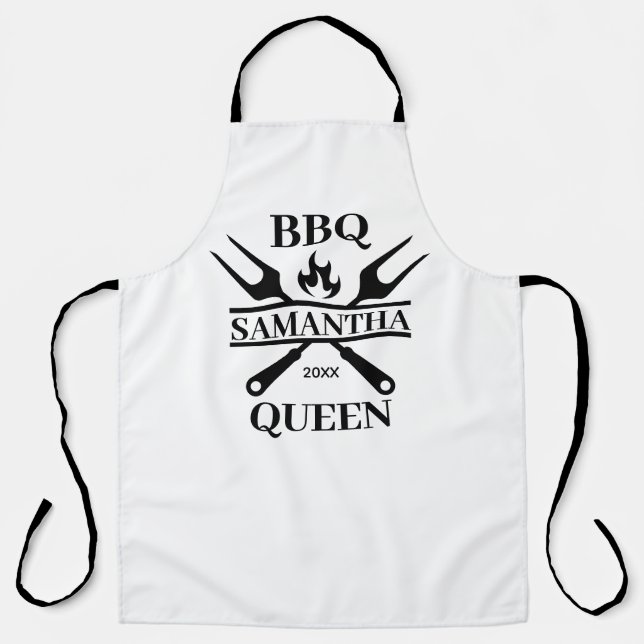 Funny BBQ Personalised Barbecue Queen Apron (Front)