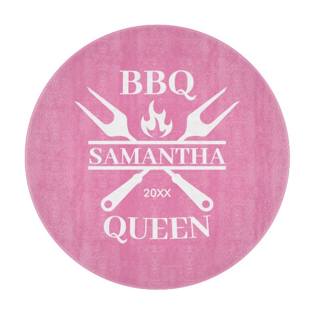 Funny BBQ Personalised Barbecue Queen Apron Cuttin Cutting Board (Front)