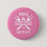 Funny BBQ Personalised Barbecue Queen Button