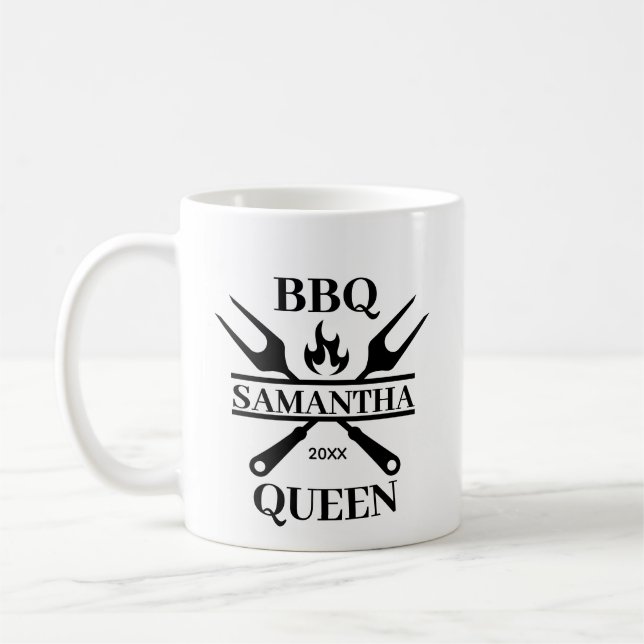 Funny BBQ Personalised Barbecue Queen   Coffee Mug (Left)