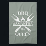 Funny BBQ Personalised Barbecue Queen Kitchen  Tea Towel<br><div class="desc">Funny BBQ Grill Master Personalised Barbecue Best</div>