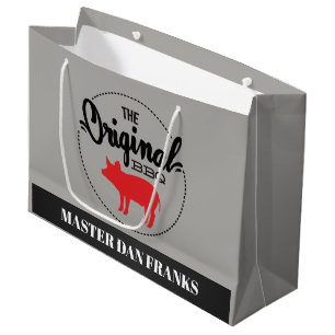 Funny BBQ pig add name party bag