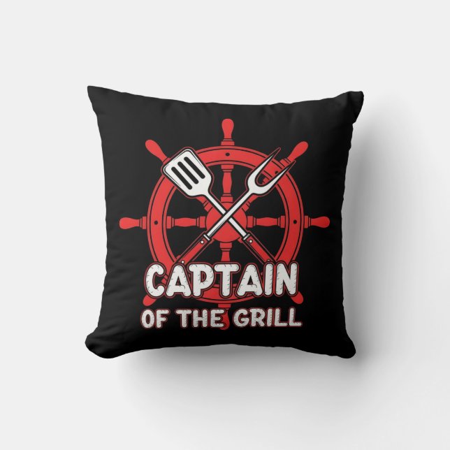 Funny BBQ Sailing Captain Of The Grill  Cushion (Front)
