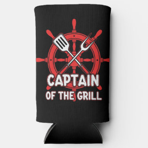 Funny BBQ Sailing Captain Of The Grill  Seltzer Can Cooler