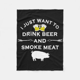 Funny Bbq Shirt Drink Beer Smoke Meat Grill Shirt Fleece Blanket